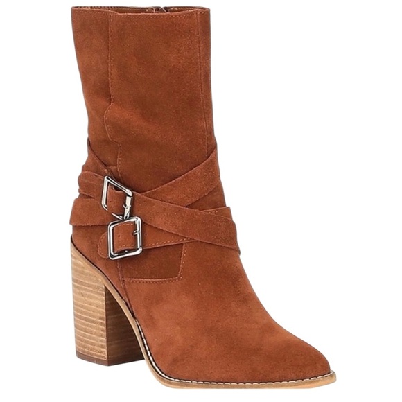 Chelsea & Violet Shoes - Chelsea & Violet CV-Vicky Brown Suede Heeled Pointed Toe Boots Booties